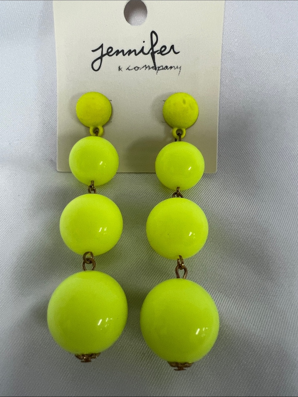 Jennifer Lopez Neon Lime Triple Drop Earrings - Picture 1 of 3